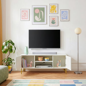 TV-skab Reyri 120x39x52 cm Hvid/Guldfarvet [en.casa]