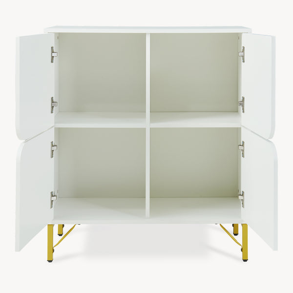 Sideboard Reyri 90x80x35 cm Hvid/Guldfarvet [en.casa]