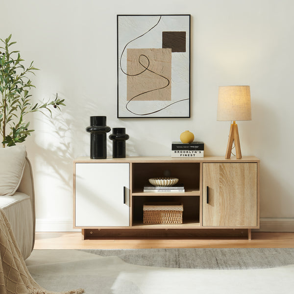 Tv-skab Kenta 120x39x52 cm Sonoma-eg-look/hvid [en.casa]