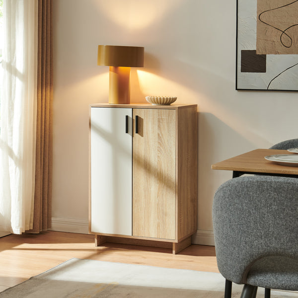 Skab Kenta 90x60x35 cm Sonoma-eg udseende/hvid [en.casa]