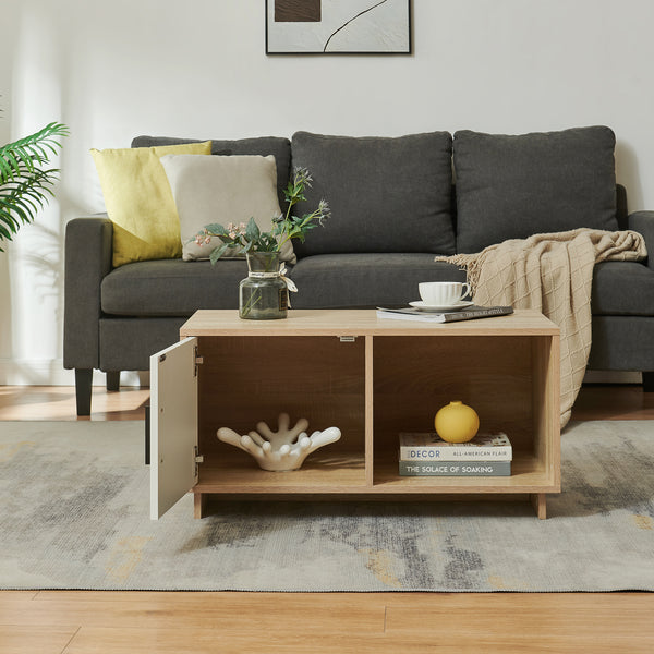 Sofabord Kenta 80x45x40 cm Sonoma-eglook/ hvid [en.casa]