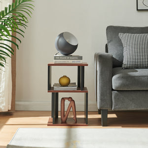 Sidebord Trond 50x33x29 cm Sort/Valnøddetræ-look [en.casa]
