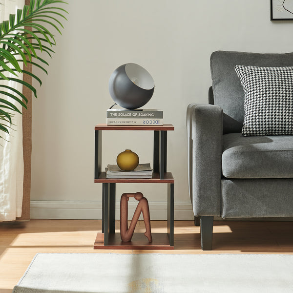 Sidebord Trond 50x33x29 cm Sort/Valnøddetræ-look [en.casa]