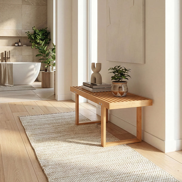 Bænk Aarela 91x41x38 cm Bambus [en.casa]