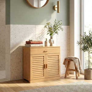 Skoskab Aarela 67x66x34 cm bambus [en.casa]