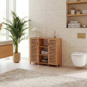 Skabsskab Hakseri 2 dele 87x99x33 cm Bambus Natur [en.casa]
