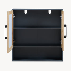 Spejlskab Svanes 58x56x13 cm Mørkegrå/Natur [en.casa]