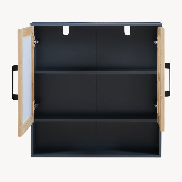 Spejlskab Svanes 58x56x13 cm Mørkegrå/Natur [en.casa]