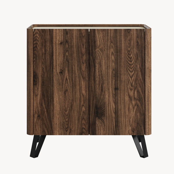 Kommode Trorlon 83x80x40 cm valnøddeoptik/travertin [en.casa]