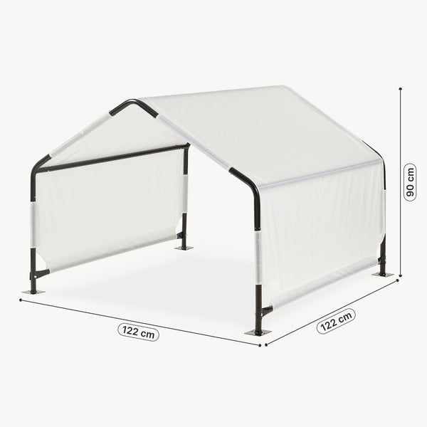 Udendørs hundetelt Valevali 122x122x90 cm Sort/Hvid [en.casa]