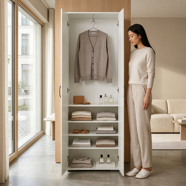 Garderobeskab Chalvefted 175x60x35 cm Hvid [en.casa]