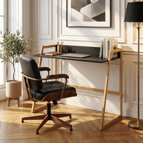 Skrivebord Kuomi 84x73x47 cm Beige/Mørkegrå [en.casa]