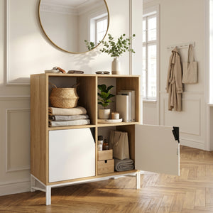 Kommode Kerrköndam 94x76x40 cm Eglook/ Hvid [en.casa]
