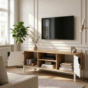 TV-skab Kerrköndam 120x40x46 cm Eg-look/Hvid [en.casa]