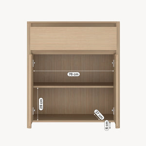 Skab med skuffe Takranmaa 88x79x39 cm egetræslook [en.casa]