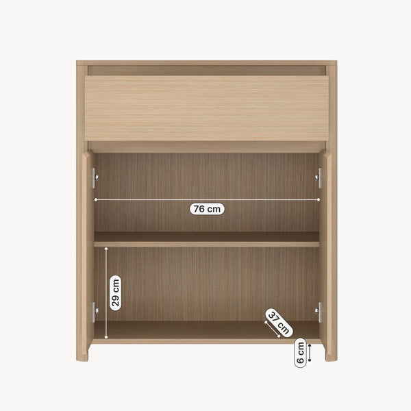 Skab med skuffe Takranmaa 88x79x39 cm egetræslook [en.casa]