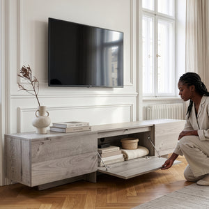 TV-skab Kapipimso med 3 klapper 194x31x37 cm egetræslook, grå [en.casa]