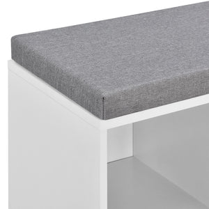 [en.casa]®  Skohylde / Bænk - 10 Opbevaringsoverflade - 103 x 30 x 48 cm - hvid/grå