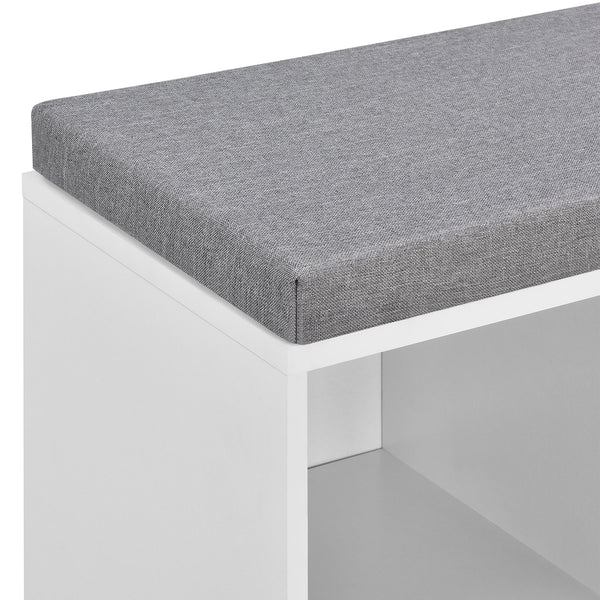 [en.casa]®  Skohylde / Bænk - 10 Opbevaringsoverflade - 103 x 30 x 48 cm - hvid/grå