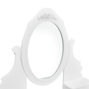 [en.casa]® toiletbord/sminkebord med spejl og stol - 141x75x40cm - hvid