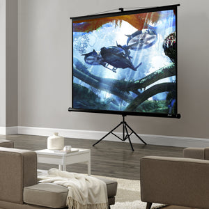 [in.tec] Projektorlærred-Projektorskærm med stativ - 213x216x65cm - 113 inch / 287 cm - HD / 3D - PVC belægning - Gain: 1,1 - Tripod