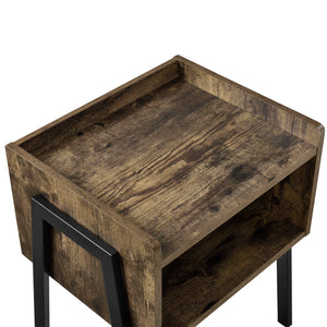 [en.casa] Stabelbart bord - 52x42x35cm - metal - spånplade - sort - træ farvet