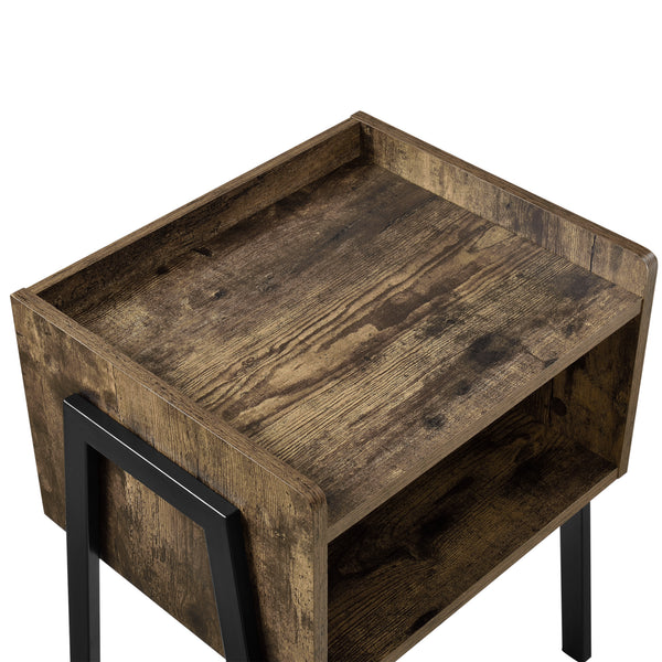 [en.casa] Stabelbart bord - 52x42x35cm - metal - spånplade - sort - træ farvet