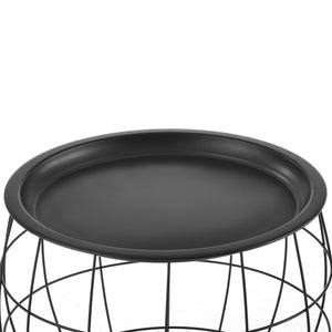  [en.casa] Sofabord - sengebord sæt - 3 stk. - aftagelig bordplade / bakke - metal - sort - Ø19,5cm - højde: 30 / 38 / 50 cm
