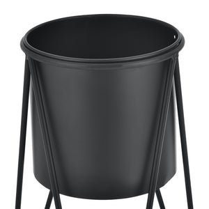 [casa.pro]® Plantestativ sæt - 2 stk. - med indbyggede krukker - 48x25cm - 70,5x32cm - Metal / sort