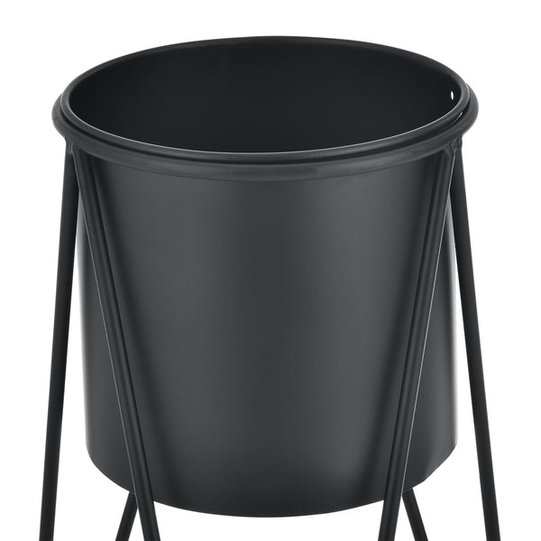 [casa.pro]® Plantestativ sæt - 2 stk. - med indbyggede krukker - 48x25cm - 70,5x32cm - Metal / sort