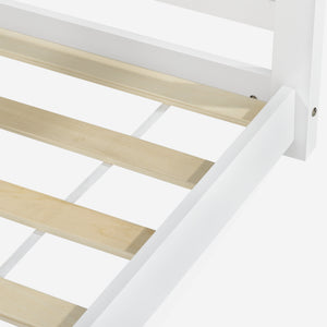 [en.casa]® Børneseng "Hus" med lamelbund - 200x90cm - fyrretræ - hvid (matt)