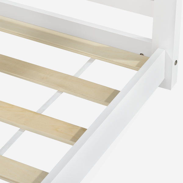 [en.casa]® Børneseng "Hus" med lamelbund - 200x90cm - fyrretræ - hvid (matt)
