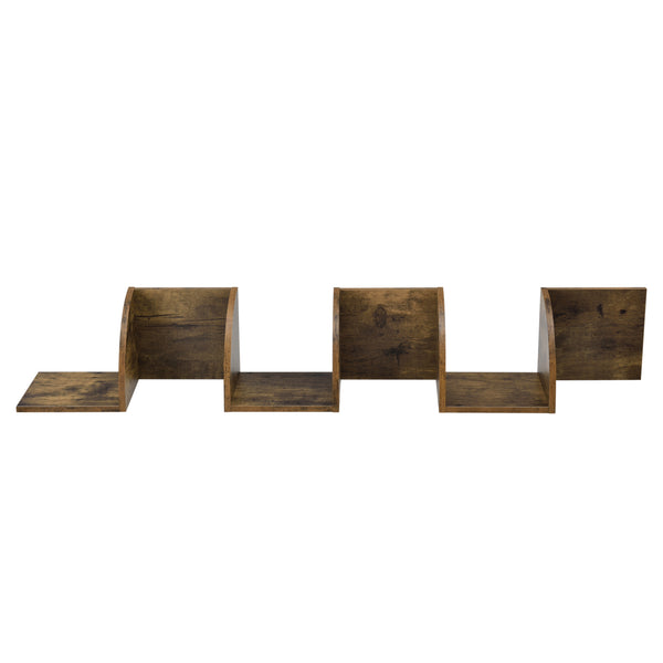[en.casa] ® Zig zag-hylde-123x19,5x19,5 cm-valnød-efterligning-MDF-maks.15 kg 