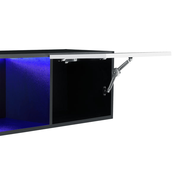 Ophængstavle Thabong 150x30x30 cm med LED-belysning sort/hvid en.casa