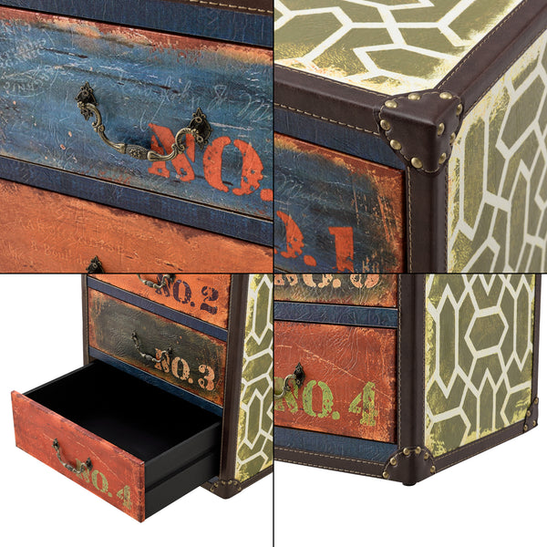 Kommode Geeste 66x40x30 cm med 4 skuffer i kunstlæder Flerfarvet en.casa