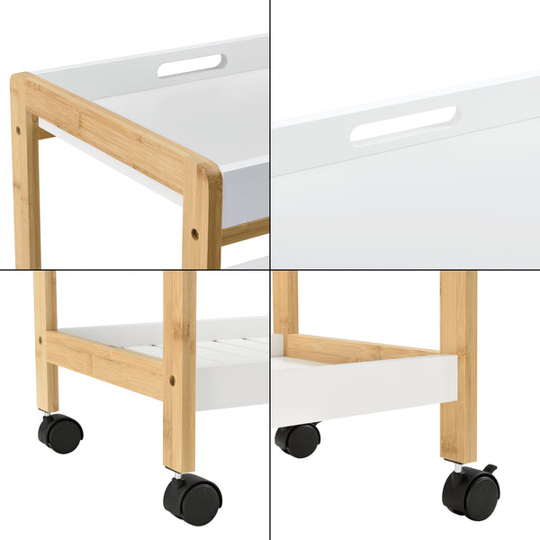 Serveringsvogn Lugano 75x46x35 cm Vogn med hylde hvid/natur en.casa