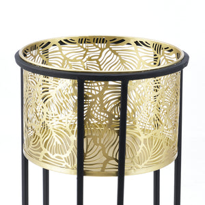 Urtepottestativ Modave 2-delt sort-guldfarvet en.casa