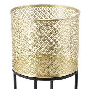 Urtepottestativ Messancy 2-delt sort-guldfarvet en.casa