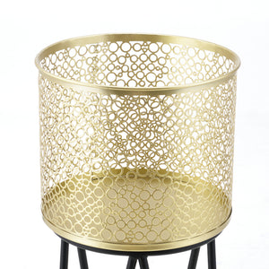 Urtepottestativ Marchin 2-delt sort-guldfarvet en.casa