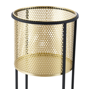 Urtepottestativ Malmedy 2-delt sort-guldfarvet en.casa