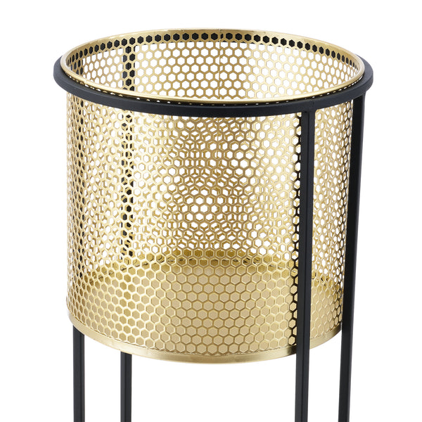 Urtepottestativ Malmedy 2-delt sort-guldfarvet en.casa