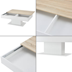 [en.casa]® Sofabord Lünen med opbevaringsrum-40x110x60cm-ljus træ-optik-vit-melaminovertrukket spånplade