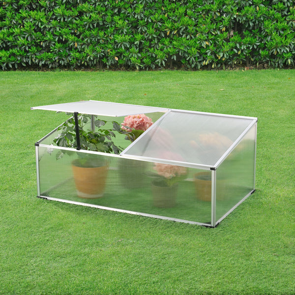 Hoorn køleramme med tag opdelt i grene 100x60x40 cm aluminium polycarbonat en.casa