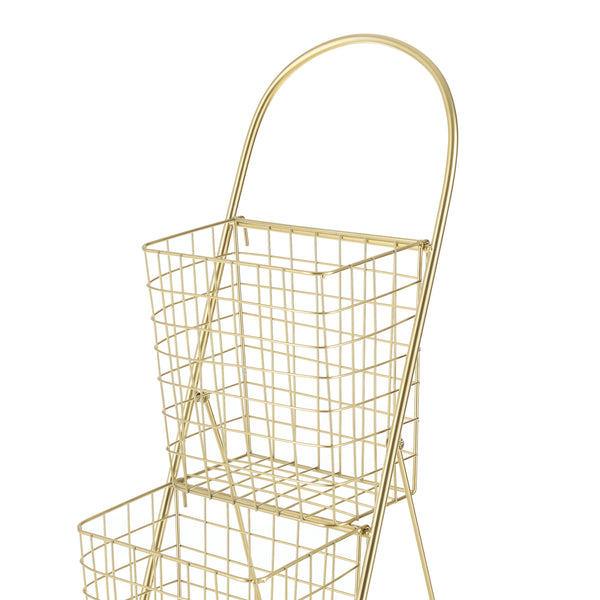 Dekorativ stige med metalkurve metal messing 107x27x55cm en.casa