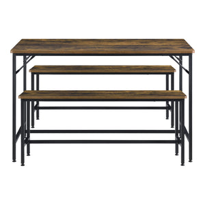 Spisebord og bænkesæt Pajala sort/mørkt træ en.casa