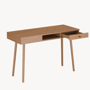 Habo skrivebord med hylde og skuffe 115x48x74cm Mørkt træ en.casa