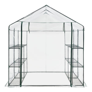 Drivhus Grünau med hylder 200x200x220cm Transparent [en.casa].