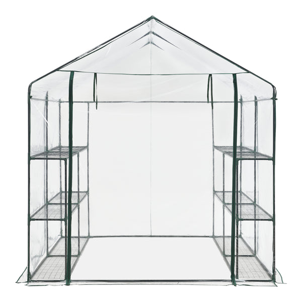 Drivhus Grünau med hylder 200x200x220cm Transparent [en.casa].