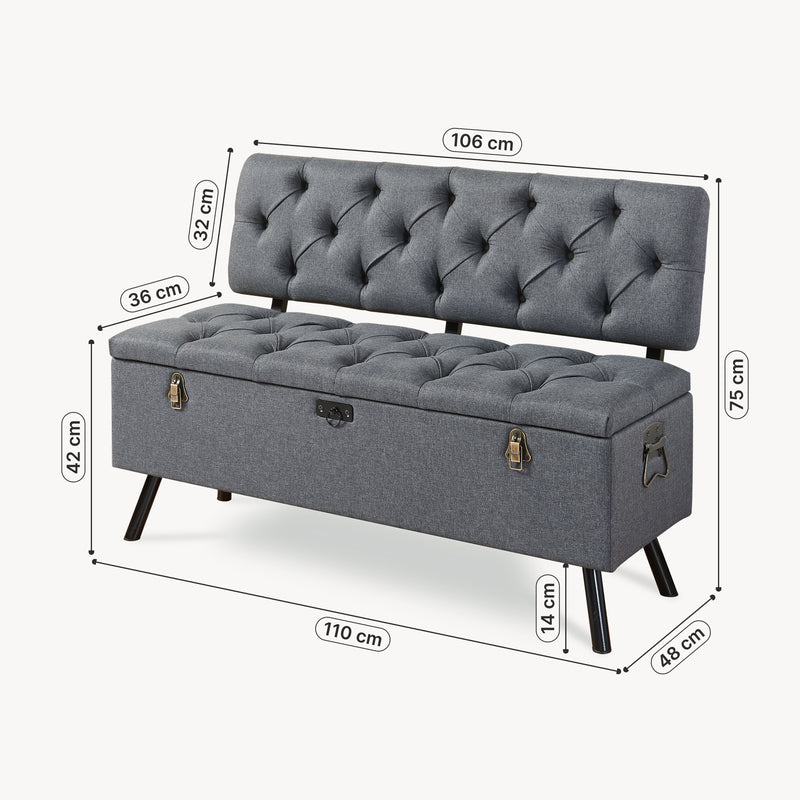 Målskitse Kiste Malmöhus 110x48x75cm mørkegrå [en.casa].