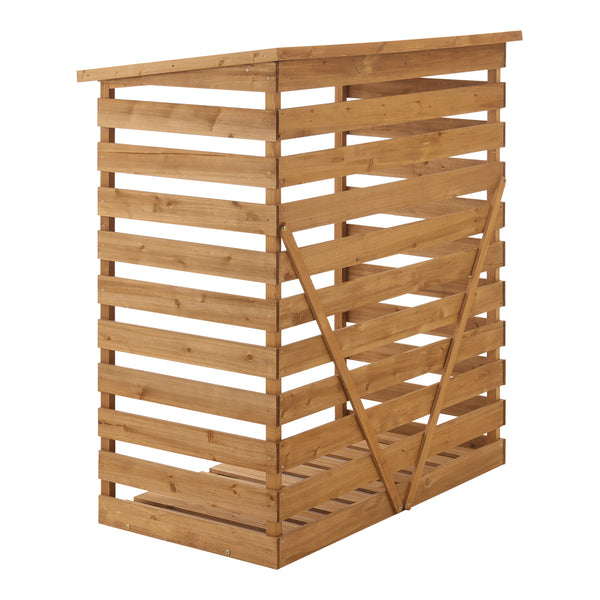 Brændeskjul 123x116x64cm naturligt grantræ [en.casa].